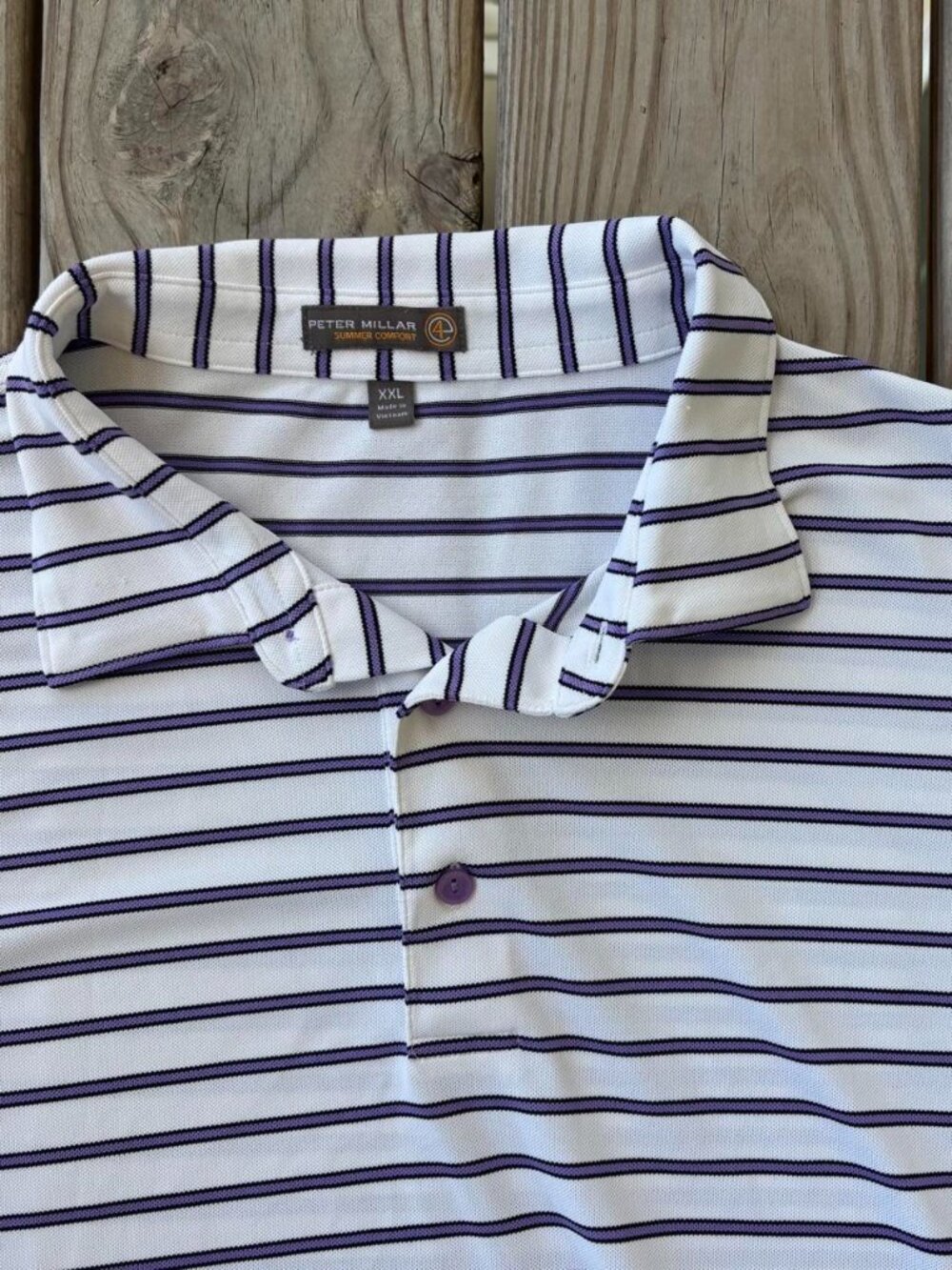 Peter Millar Summer Comfort Polo Golf Shirt Striped White 2XL